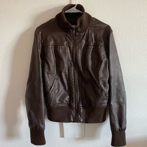 Faux Leather Bomber Jacket